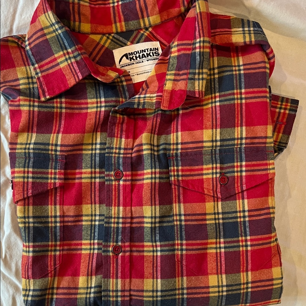 Mountain Khakis Men's Red and Yellow Plaid Shirt